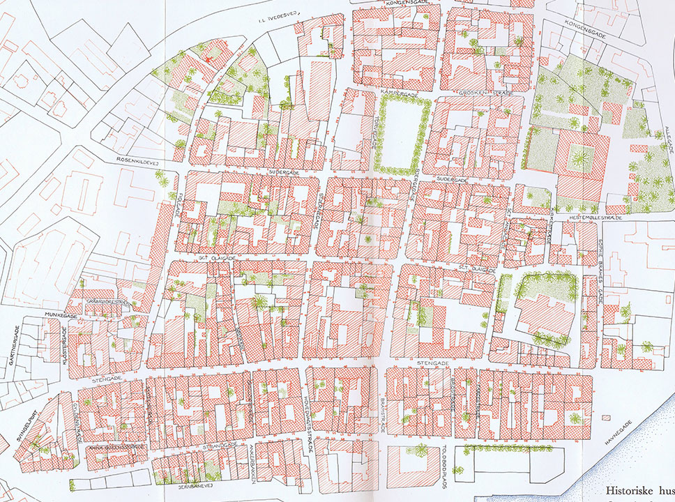 Historisk bykort over Helsingørs bykerne